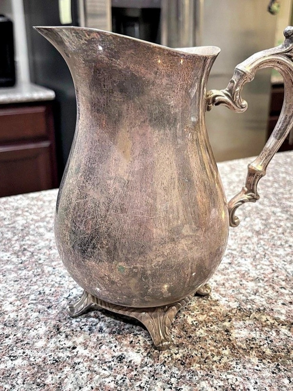 Antique WM Rogers Silver Plate Footed Pitcher #817 Circa 1930-1950